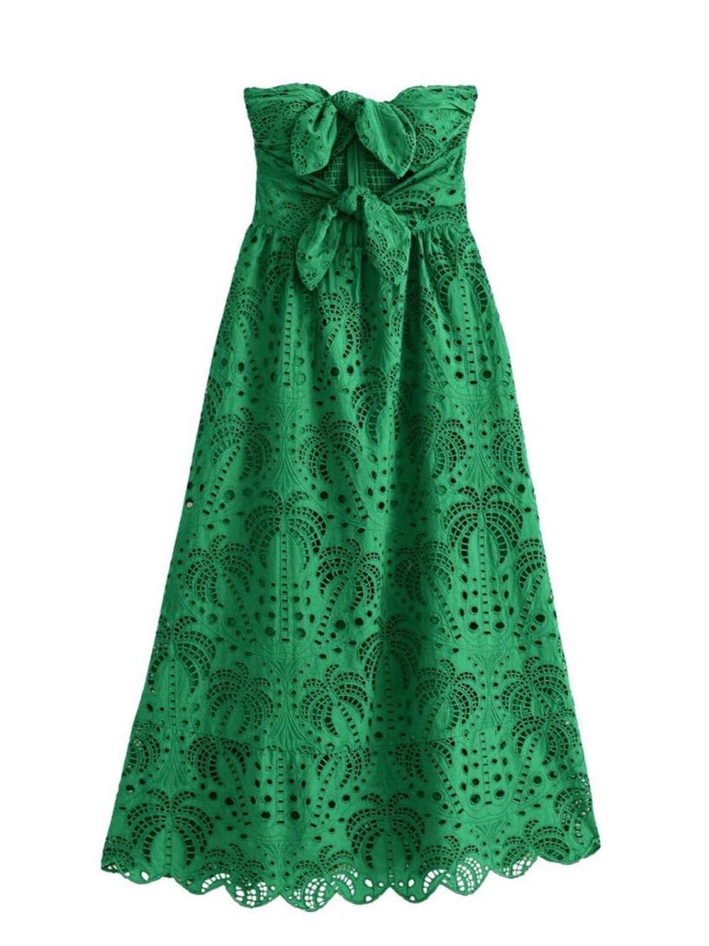 NWT FARM Rio Emerald Green Eyelet Strapless Dress